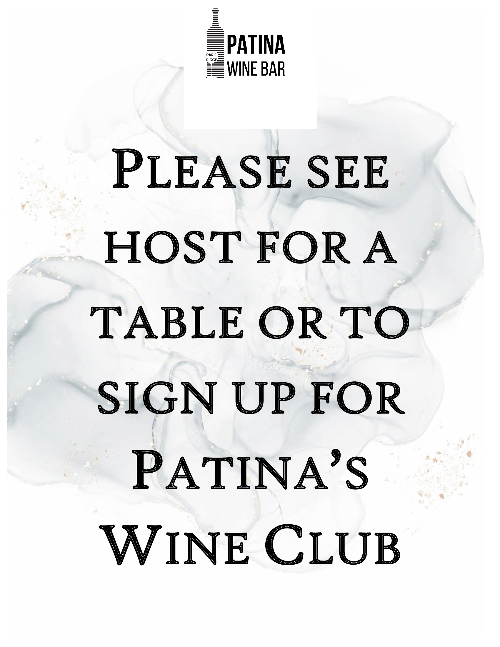 Wine List Patina Wine Bar Park Ridge, IL