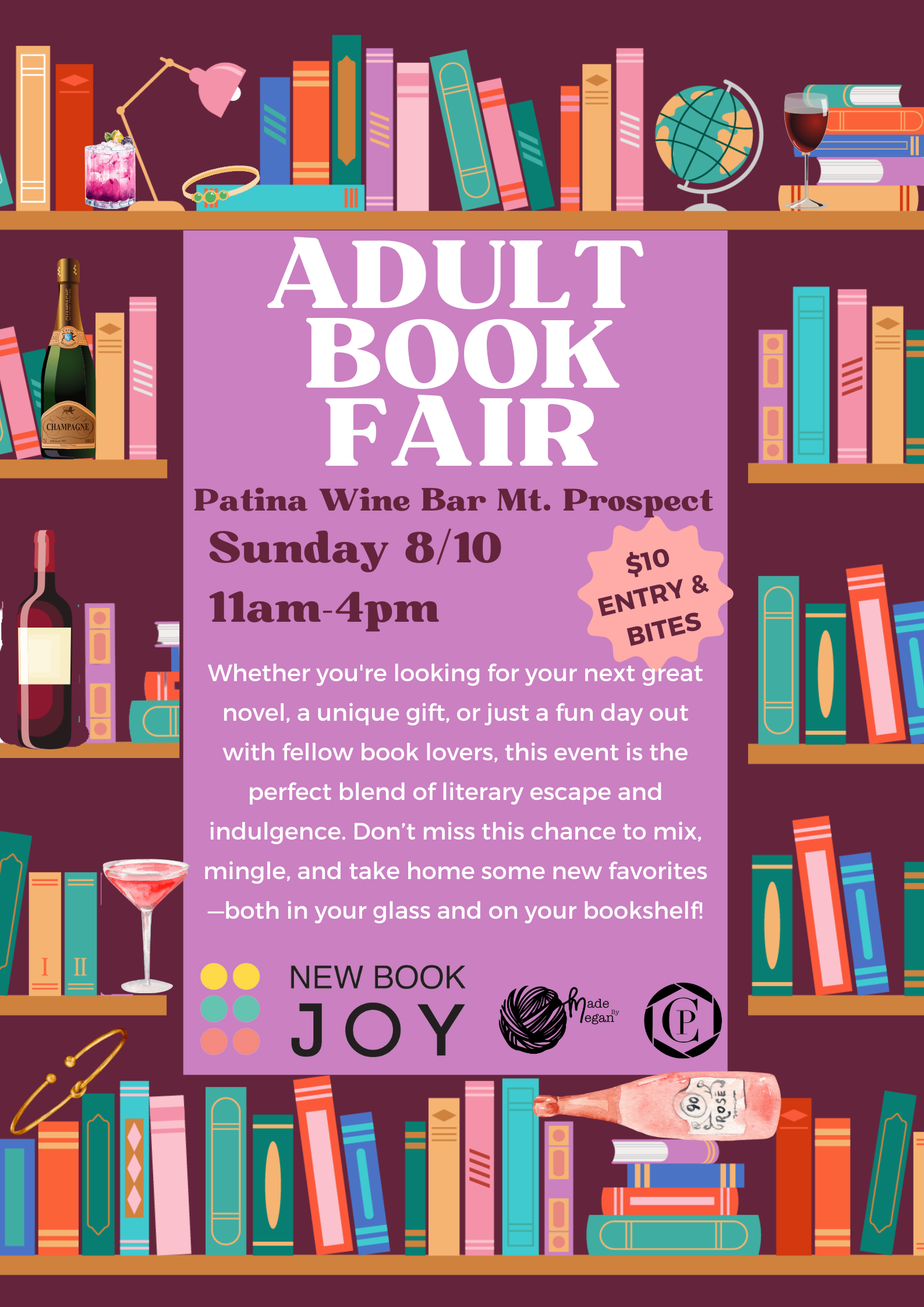 Adult Book Fair on August 10th at Patina Mount Prospect!