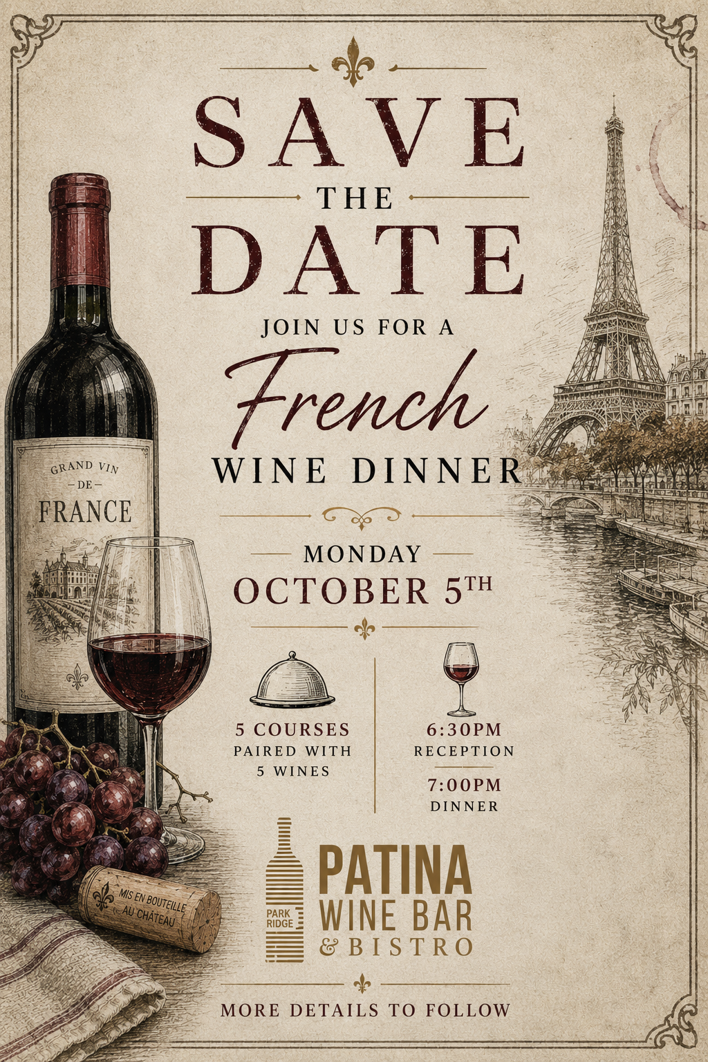 French Wine Dinner on October 5th!