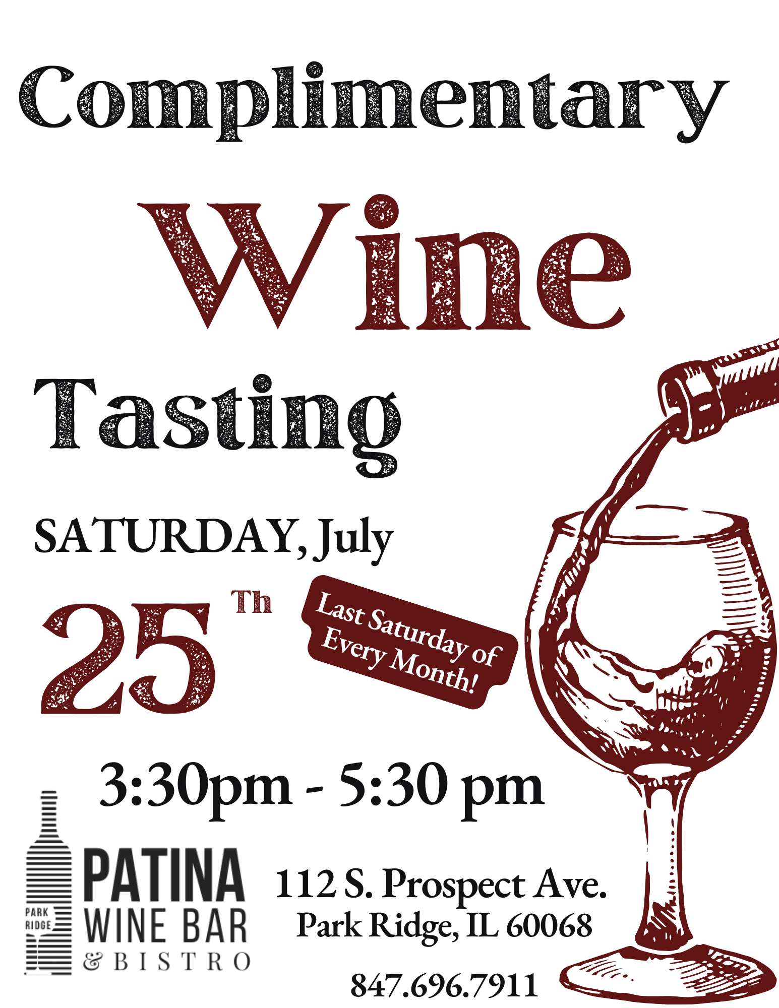 Complimentary Tasting at Patina Park Ridge!