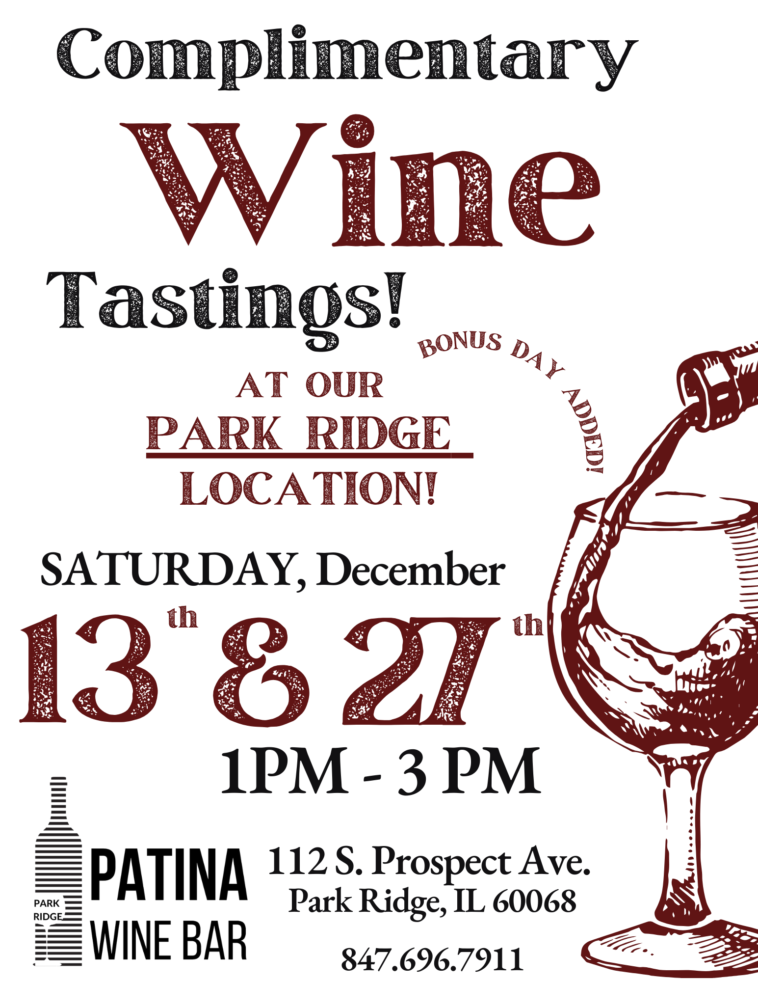 Complimentary Tasting at Patina Park Ridge!
