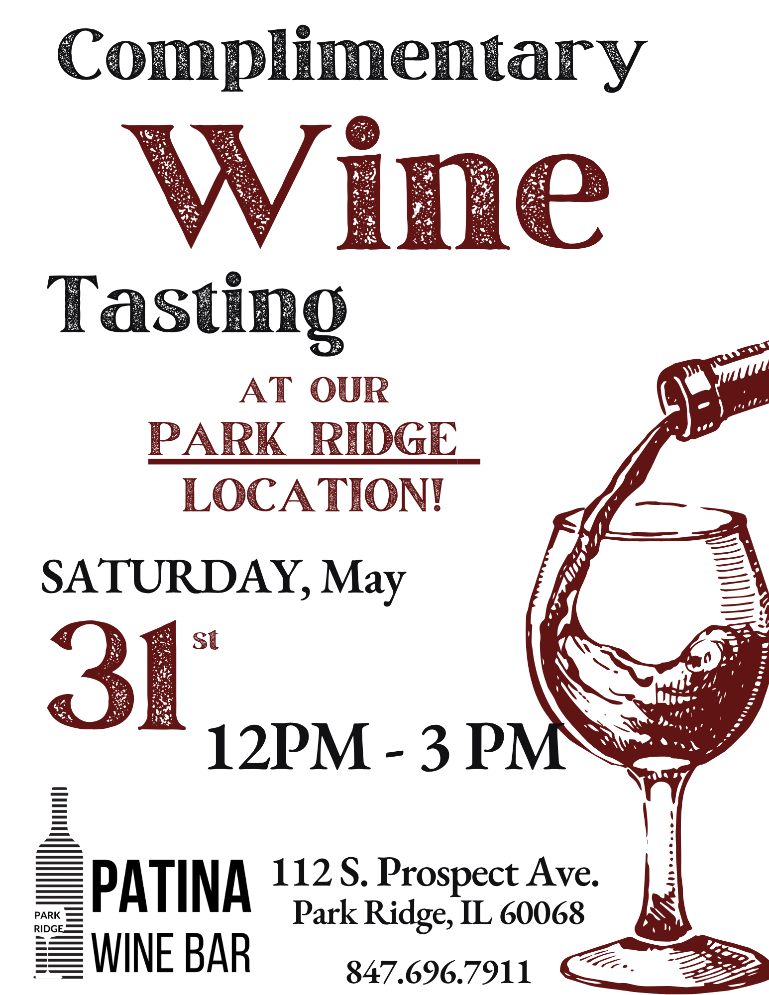 Complimentary Tasting in Park Ridge on May 31st!
