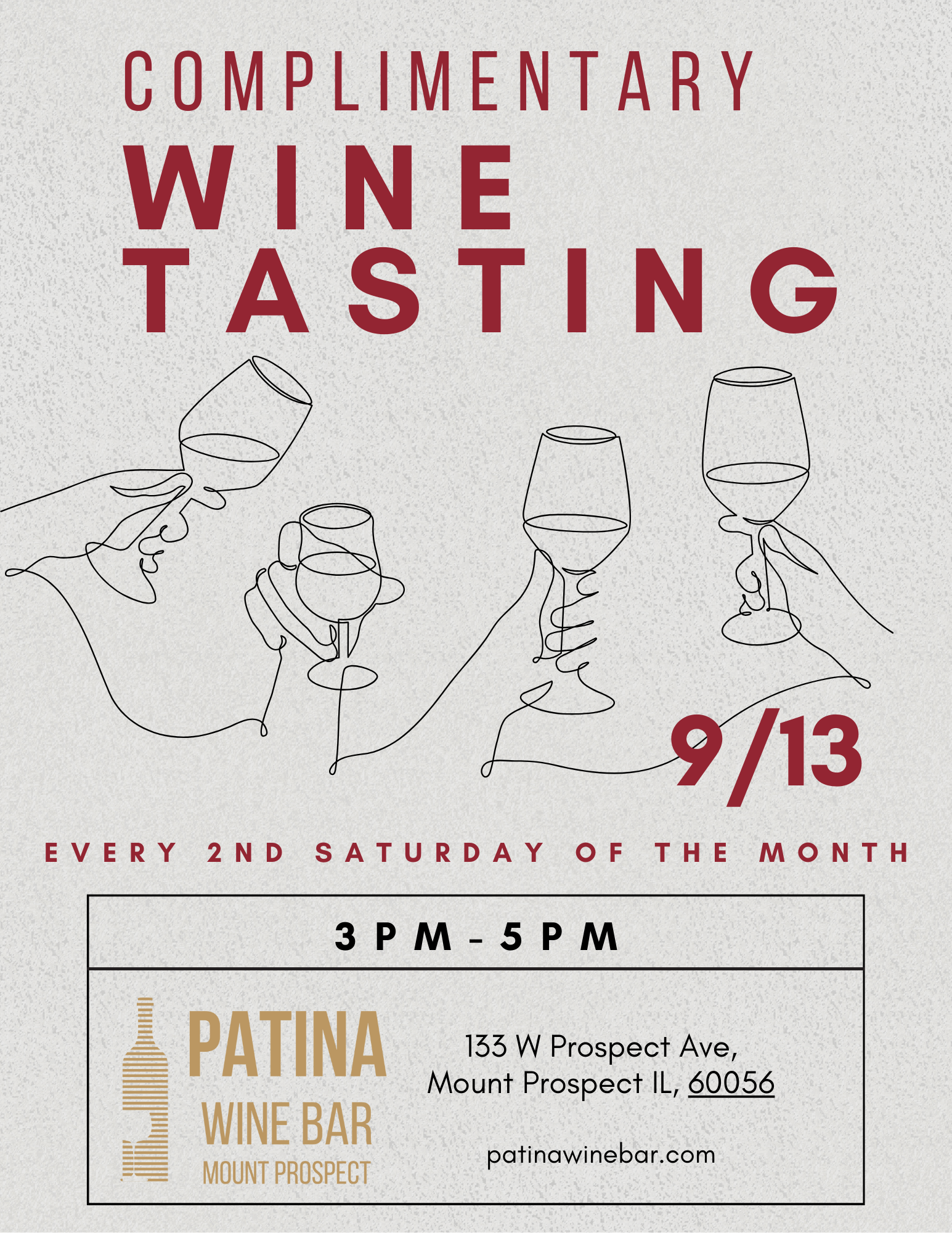 Complimentary Tasting at Patina Mount Prospect!