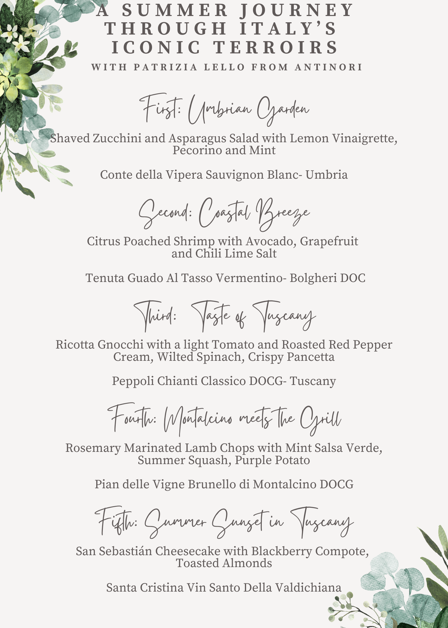 Wine Dinner July 14th at Park Ridge!